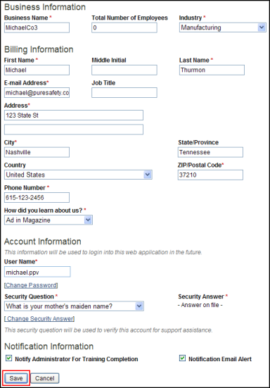 Edit Account Information
			 