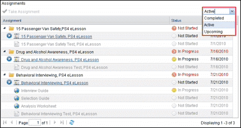 Assignment view
		  